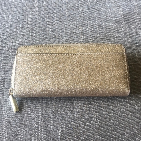 Kate Spade Full Size Gold Glitter Full Size Zippered Wallet - Picture 7 of 13